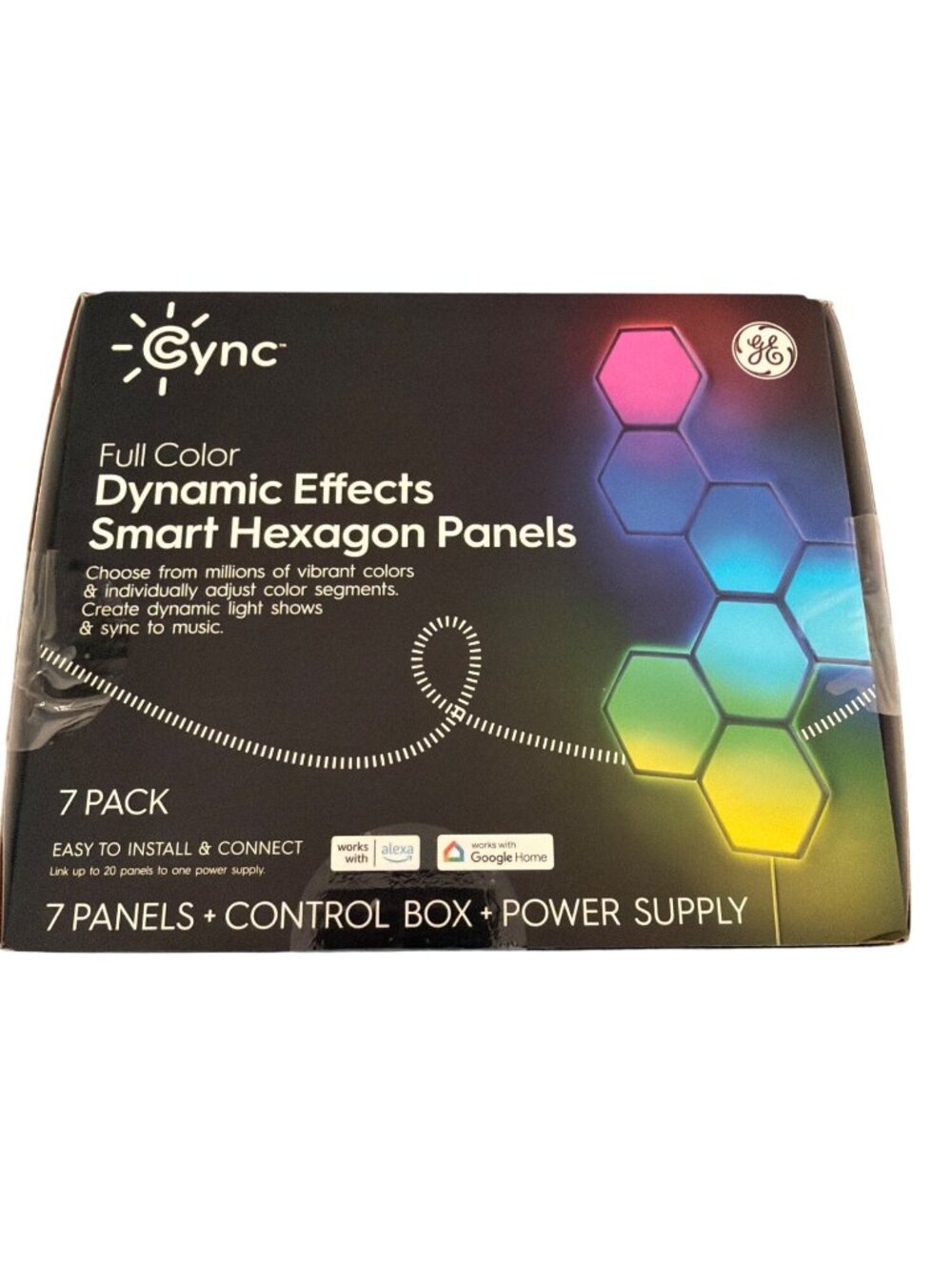 GE Cync Full Color Dynamic Effects Smart Hexagon Light Panels 7 Pack New in Box